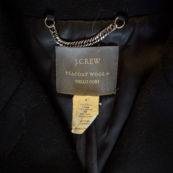 J.Crew Italian wool single breasted black Peacoat with Thinsulate US4 - Picture 2 of 7